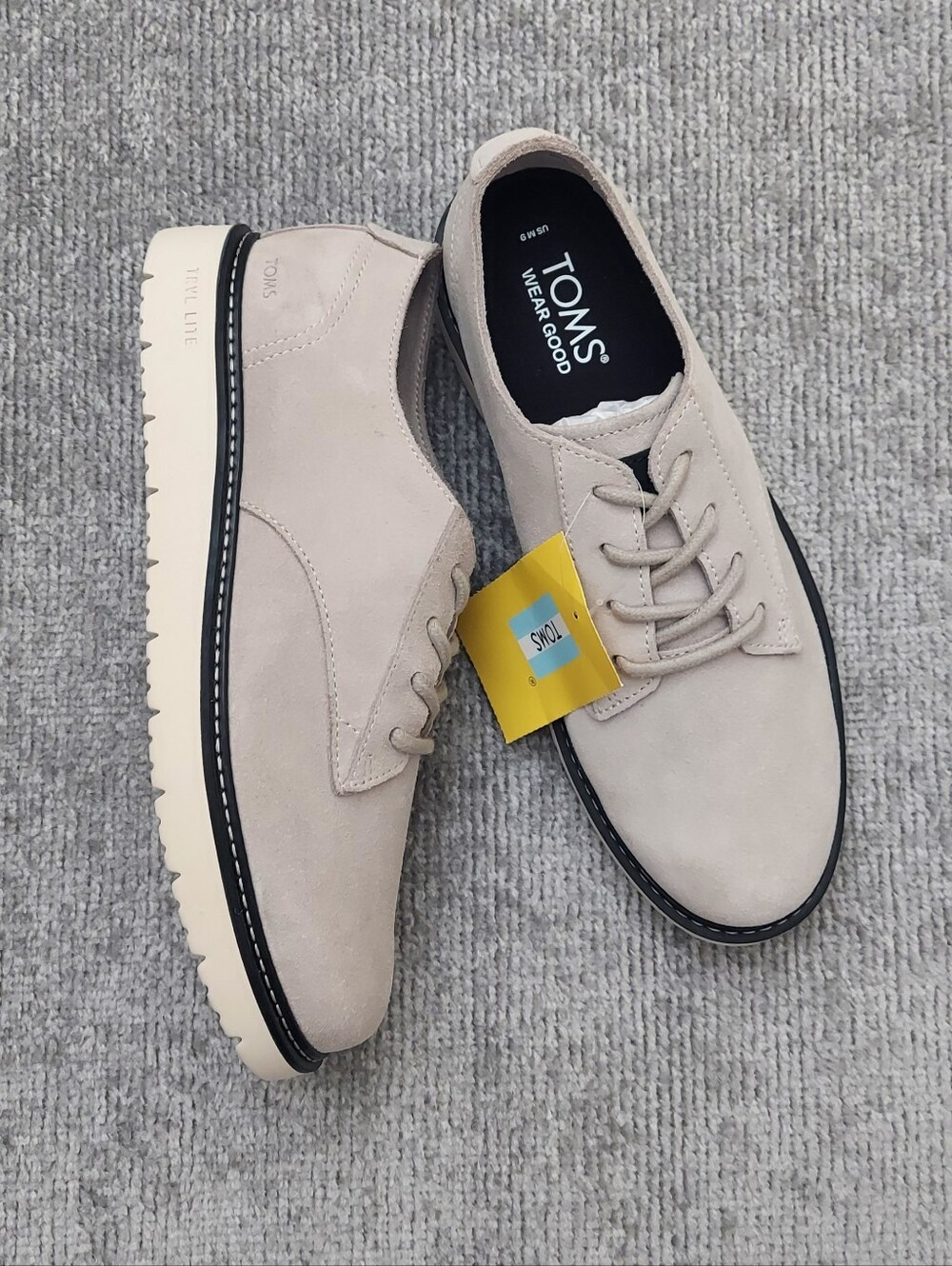 New Toms Navi Travel Lite Oxford Shoes Men's Size 9 Gray Suede - Picture 1 of 9